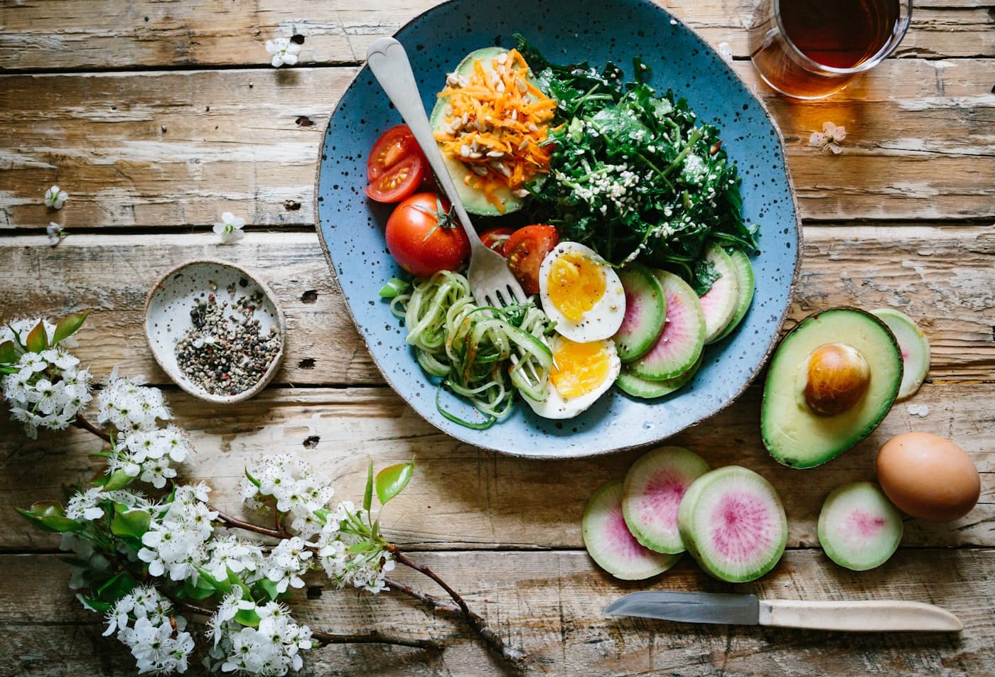 Food prepared at home in natural light
